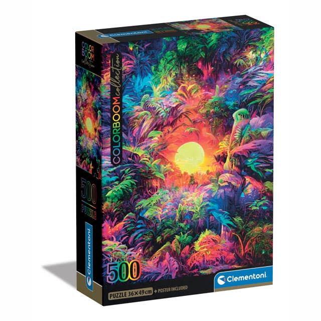 Puzzle Review: Color Boom - Psychedelic Jungle Sunrise, 500 Piece Jigsaw Puzzle by Clementoni