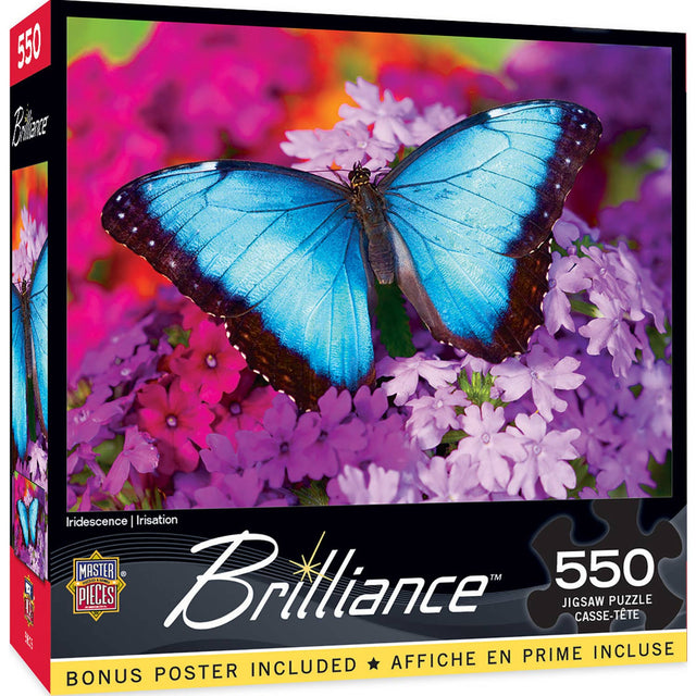 Bright and colorful jigsaw puzzle by masterpieces. 500 piece puzzle with beautiful bright butterflow and colorful flowers.