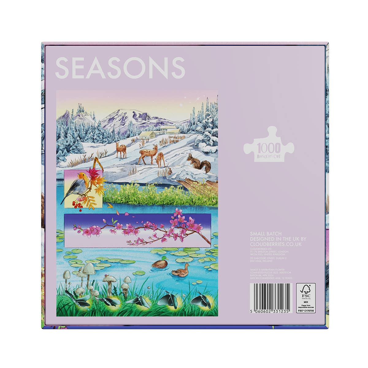 Back of the box for the Cloudberries Seasons 1000 piece Jigsaw Puzzle