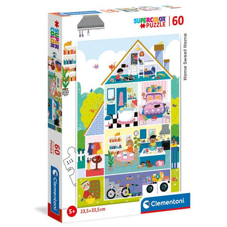 Supercolor Home Sweet Home 60 piece puzzle featuring a bright and cheerful home scene puzzle for kids