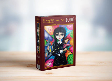 Strange Girl puzzle by Magnolia celebrating creativity with colorful patterns and unique characters