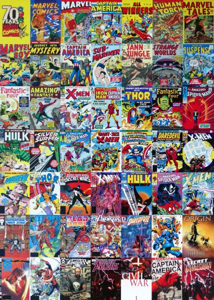 70 Years of Marvel Mini Jigsaw Puzzle - 113 whimsical wooden pieces in a bag. Perfect for a quick puzzle fix and Marvel fans.