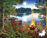 Majestic Lakeside Canoe 1000 Piece Wooden Jigsaw Puzzle by Springbok - Serene Nature Adventure