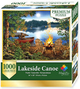 Majestic Lakeside Canoe 1000 Piece Wooden Jigsaw Puzzle by Springbok - Serene Nature Adventure