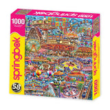 High-quality 1000 piece jigsaw puzzle by Springbok featuring nostalgic county fair and carnival collage of many details.