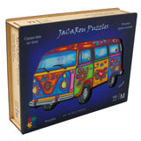 Westie 150 piece wooden jigsaw puzzle featuring a colorful VW Westfalia design