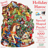 Santa’s toy bag-shaped 1000 piece jigsaw puzzle featuring holiday toys