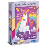 Clementoni Fantastic Animals - Unicorn 500-piece jigsaw puzzle pieces in box