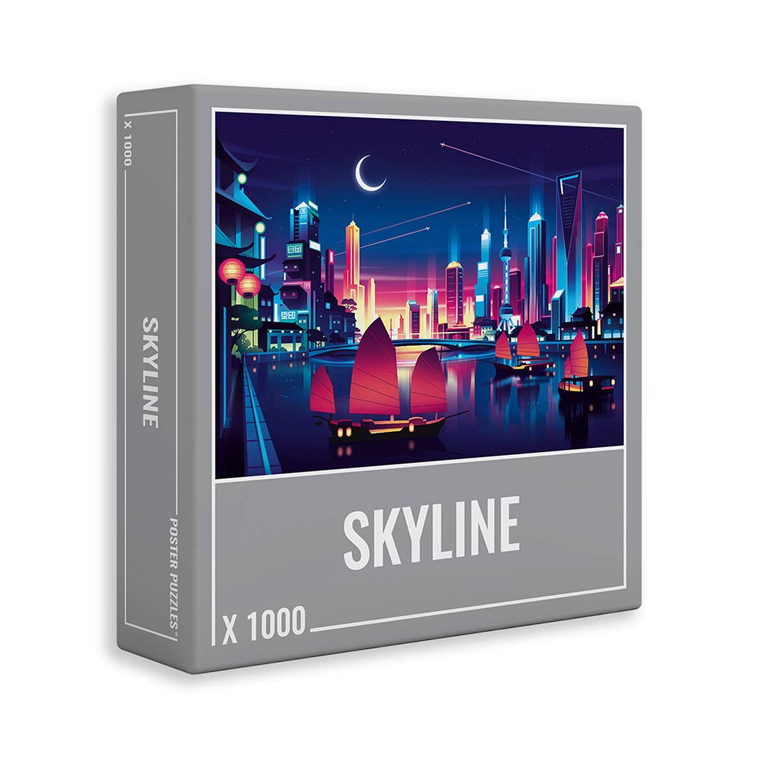 Skyline 1000 Piece Jigsaw Puzzle by Cloudberries - Neon Cityscape