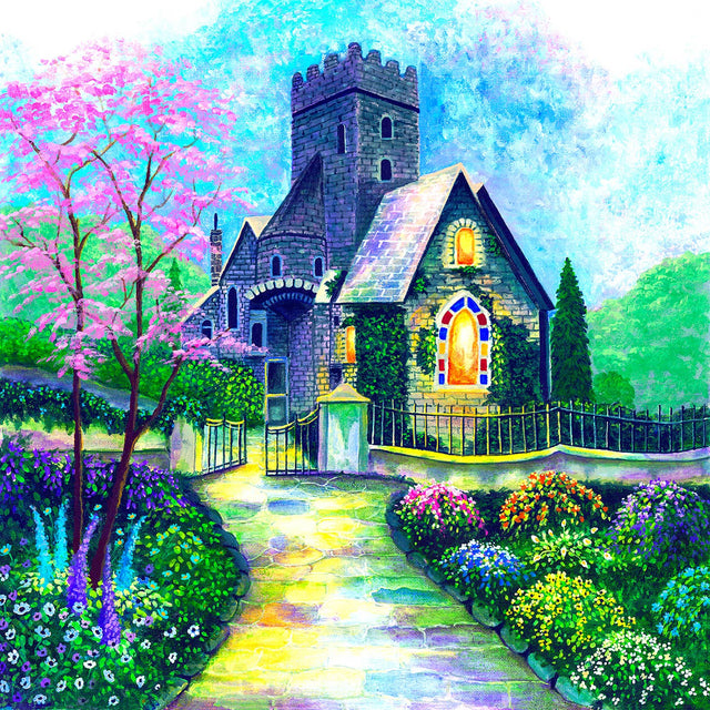 Beautiful and colorful irish Church 500 piece jigsaw puzzle by SunsOut - Quick and fun puzzle 