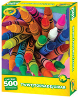 Front of Box for the Crayola Twist 500-piece jigsaw puzzle featuring vibrant colors