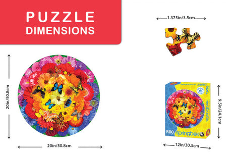 Colorful Bloom 500 Piece Round Jigsaw Puzzle