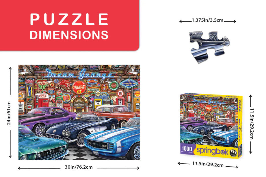 Dream Garage 1000 Piece Jigsaw Puzzle by Springbok - Classic Car Enthusiast's Dream