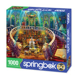 Seek and Find Library 1000 piece puzzle by Springbok featuring a magical library scene with hidden objects 