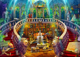 High-quality 1000 piece jigsaw puzzle by Springbok featuring hidden objects in a magical library setting with lots of details and bright colors