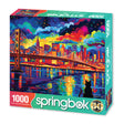 Vibrant Midnight in San Francisco puzzle with 1000 pieces featuring colorful night skyline and bridge