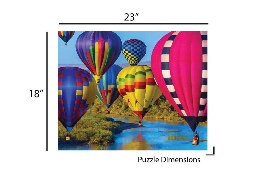 High-quality 350 piece jigsaw puzzle from Springbok featuring a colorful hot air balloon scene