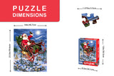 Contents for Springbok 500-piece jigsaw puzzle of Santa waving from his sleigh, filled with Christmas gifts
Puzzle image of Santa soaring over a moonlit village on Christmas Eve, illustrated with festive