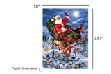 Dimensions for finished puzzle for the Christmas Puzzle Delivering Christmas a 500 piece puzzle by Springbok