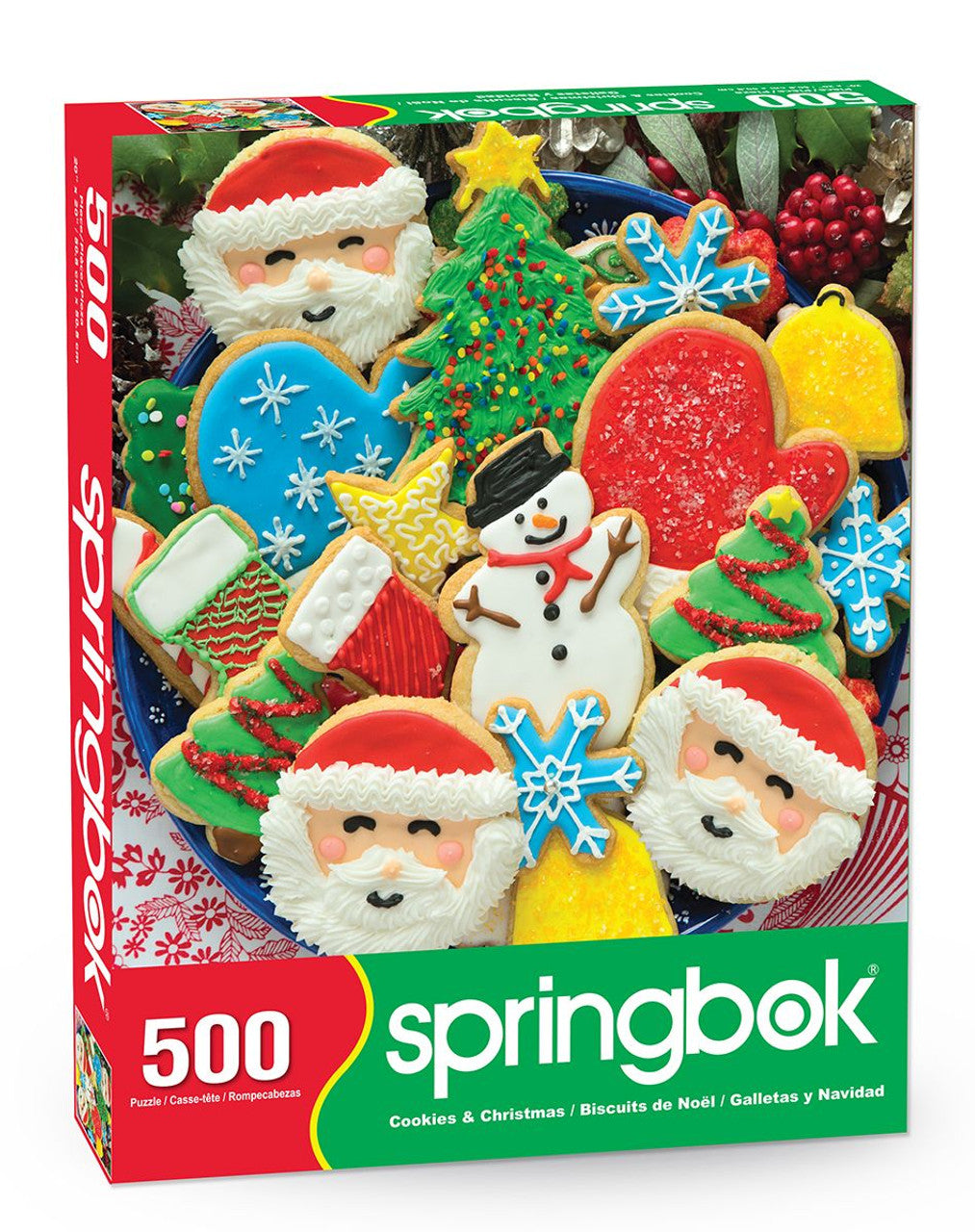 Cookies & Christmas puzzle featuring an assortment of colorful holiday cookies by Springbok