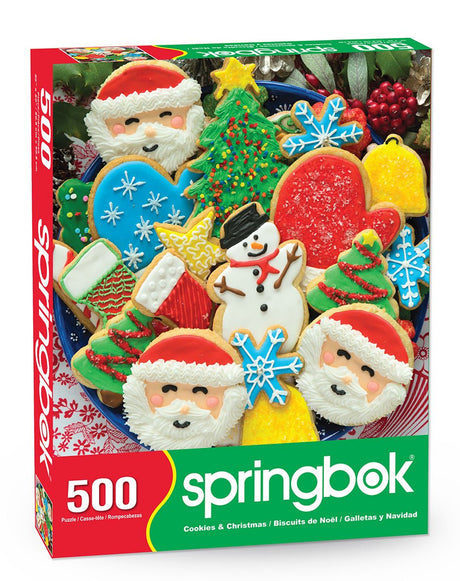 Cookies & Christmas puzzle featuring an assortment of colorful holiday cookies by Springbok