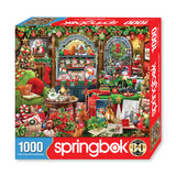 Puzzle box for Springbok 1000-piece jigsaw puzzle of a cheerful Christmas boutique filled with holiday decorations and gifts