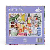 Back of the box for Kitchen 1000 piece jigsaw puzzle by Cloudberries featuring colorful kitchen utensils and ingredients