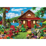 Completed A Perfect Summer puzzle by masterpieces showcases a detailed summer scene with larger EZ Grip Pieces