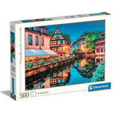 Strasbourg Old Town 500 piece puzzle by Clementoni featuring half-timbered houses and Gothic architecture