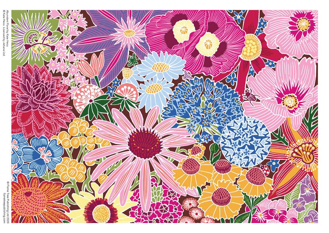 Completed Abundant Floral puzzle showcasing colorful and intricate nature-inspired designs