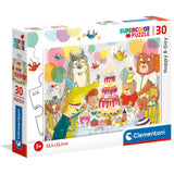 Supercolor Happy Birthday 30 piece puzzle featuring bright and colorful birthday scene kids puzzle by Clementoni