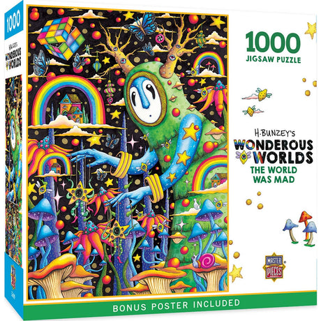 Box of the The World Was Mad puzzle by Masterpieces, featuring a psychedelic fantasy scene 1000 piece jigsaw puzzle