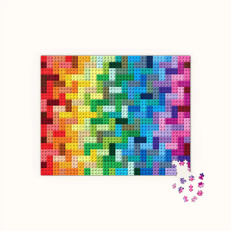 Completed LEGO Rainbow Bricks puzzle showcasing colorful gradient