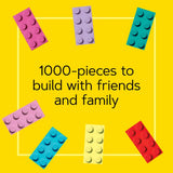 image of lego bricks telling that this 1000 piece puzzle by lego will be fun with friends and family.