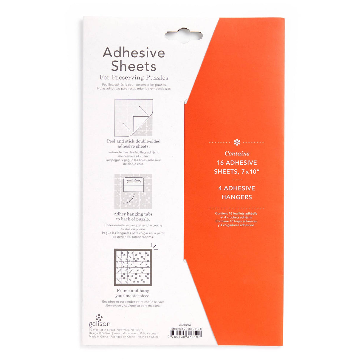 Puzzle Glue Sheets by Galison with adhesive sheets and hangers displayed