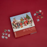 Joy to the Wool Puzzlefolk 500 piece Christmas puzzle box with colored poster