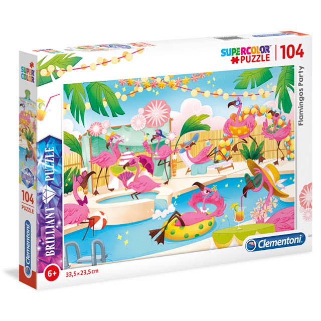 Supercolor 104 Brilliant - Flamingos, 104 Pcs Puzzle by Clementoni