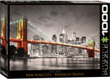 Detailed 1000 piece jigsaw puzzle featuring NYC’s Brooklyn Bridge by Eurographics