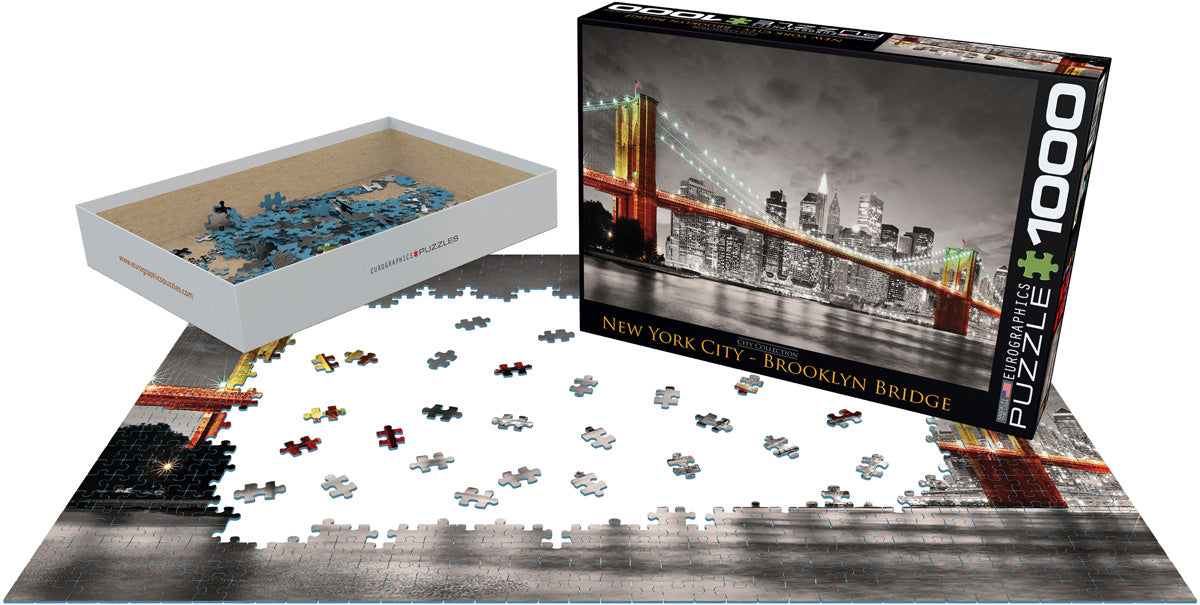 High-quality Brooklyn Bridge jigsaw puzzle with iconic New York City skyline