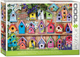 Home Tweet Home 1000 piece jigsaw puzzle featuring colorful birdhouses by Eurographics