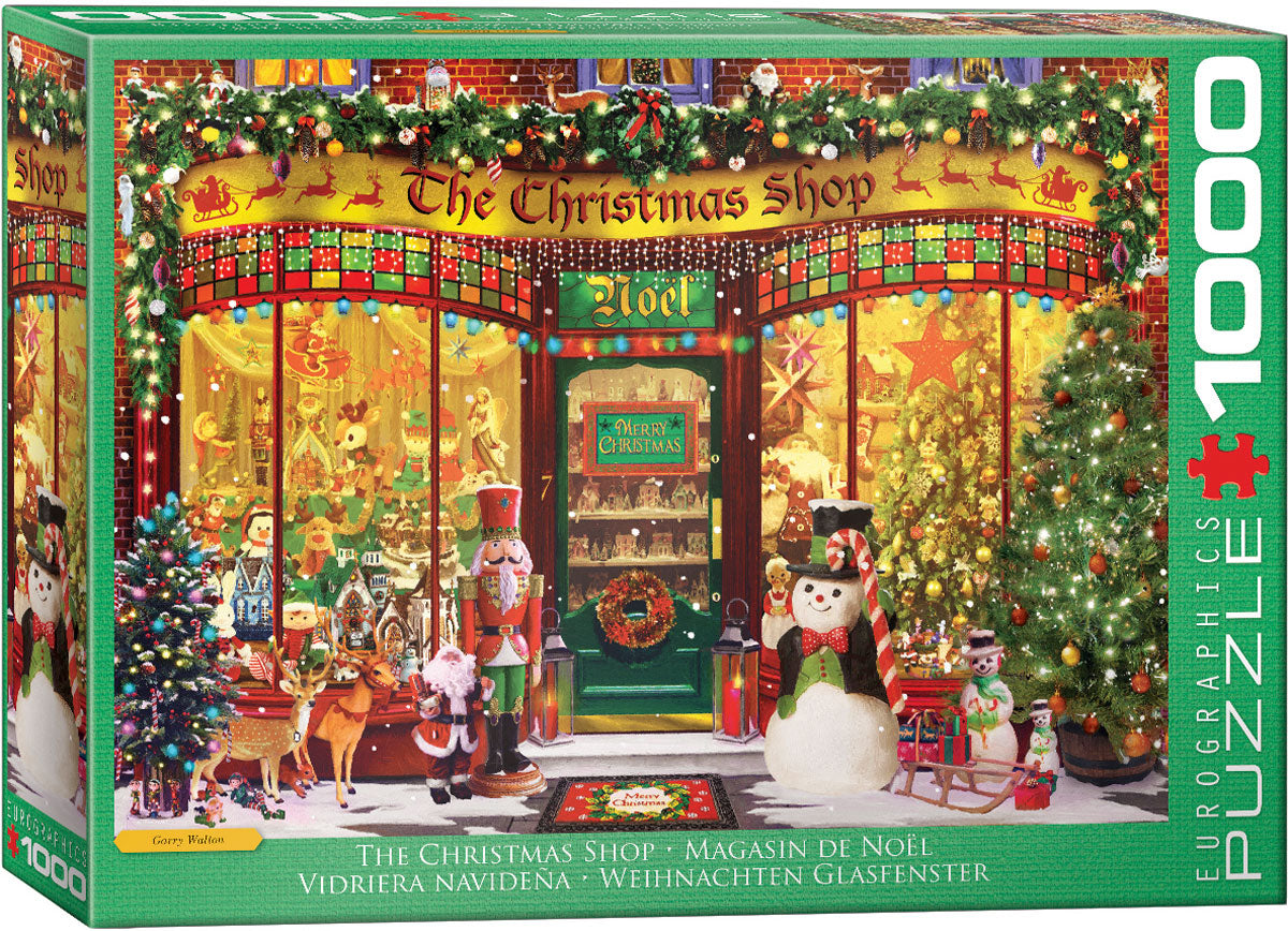 High-quality Christmas shop puzzle with trees, ornaments, and holiday cheer 1000 pieces by Eurographics