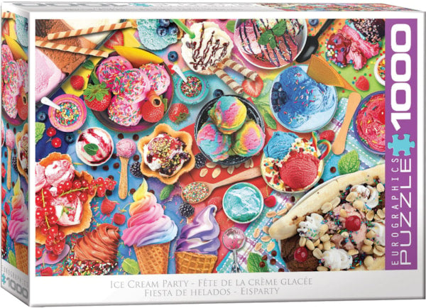 Ice Cream Party 1000 piece jigsaw puzzle by Eurographics is a fun delightful color and blend of ice cream fun. 