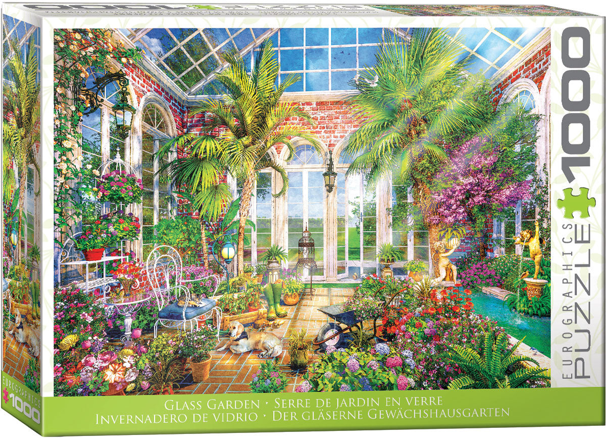 Botanical-themed 1000 piece puzzle by Eurographics with glass greenhouse