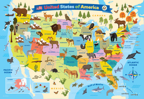 Map of the United States of America 100 Piece Jigsaw Puzzle by Eurographics - SMART KIDS Collection