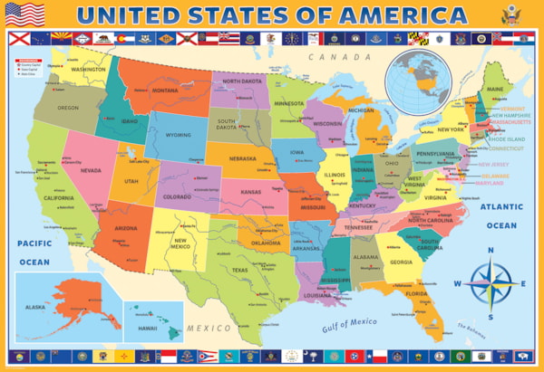 Map of the US 200 Piece Educational Puzzle by Eurographics - SMART KIDS Collection