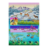 1000 piece puzzle with vibrant artwork of spring, summer, autumn, and winter