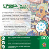 back of the Box of the Patches of the National Parks puzzle by Masterpieces, featuring the patch collage design by Masterpieces