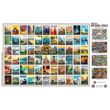 Image of the finished National Parks puzzle displayed, highlighting the colorful park posters