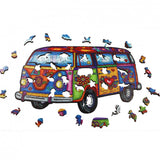 150 piece wooden jigsaw puzzle featuring Westfalia camper van in vibrant colors