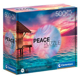 Peace Puzzle - The Ocean 500 piece puzzle featuring a vibrant tropical sunset by Clementoni